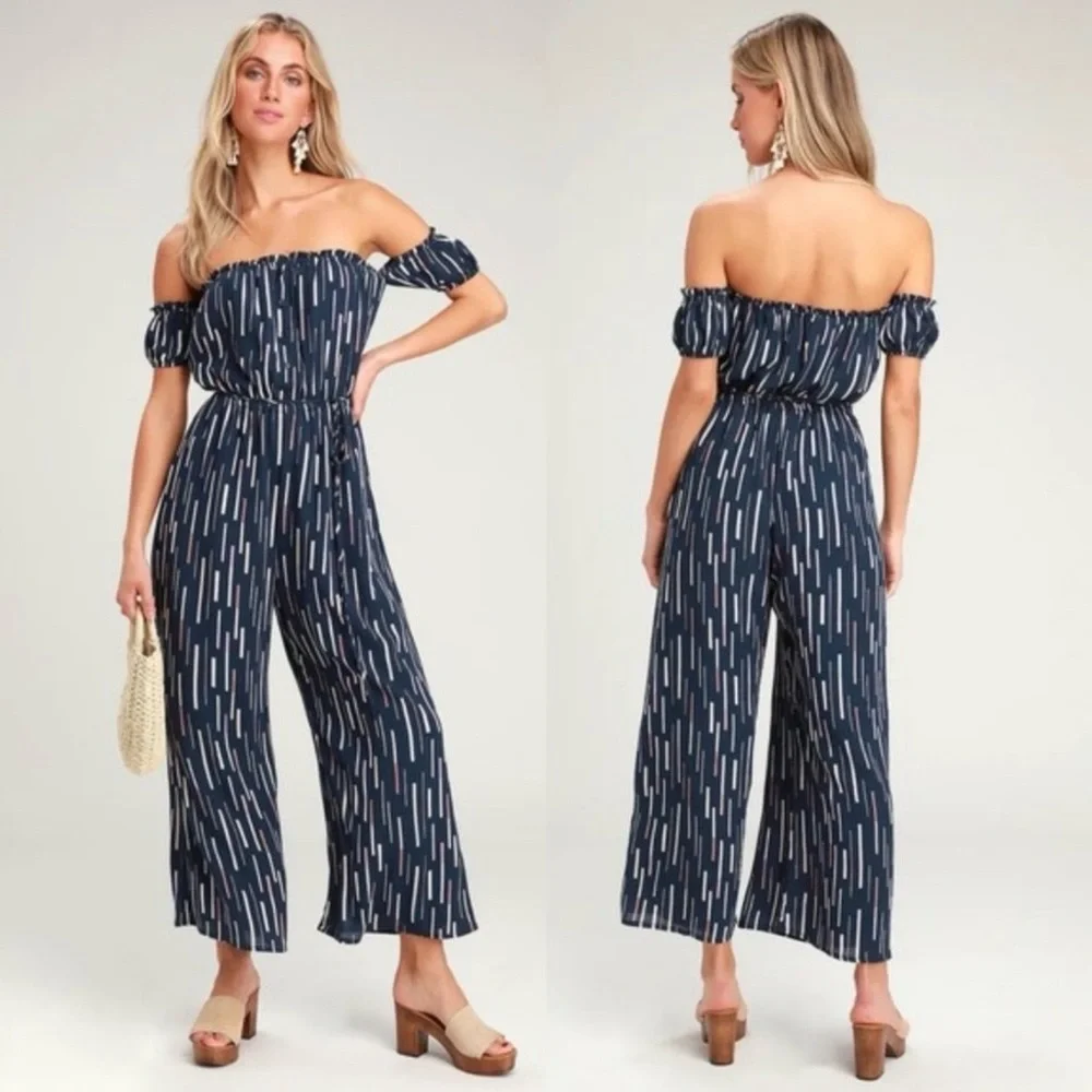 Lulus True Radiance Off-the-Shoulder Jumpsuit NWT